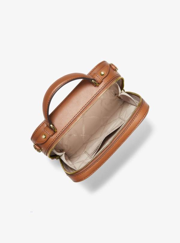 Damske Crossbody Kabelka Michael Kors Jet Set Medium Pebbled Leather Hnede - Kabelky Michael Kors Outlet | JICTD-6094